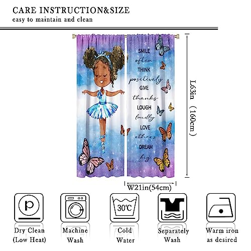 , Black Girl Magic Thermal Insulation Blackout Window Treatments for Bedroom Living Room 42x45 Inch
