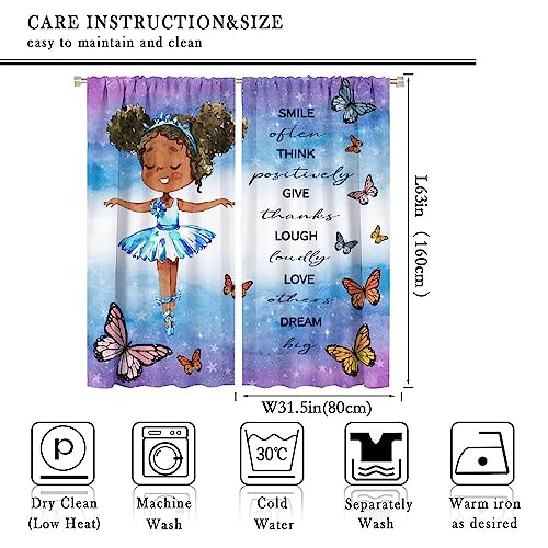 , Black Girl Magic Thermal Insulation Blackout Window Treatments for Bedroom Living Room 42x45 Inch