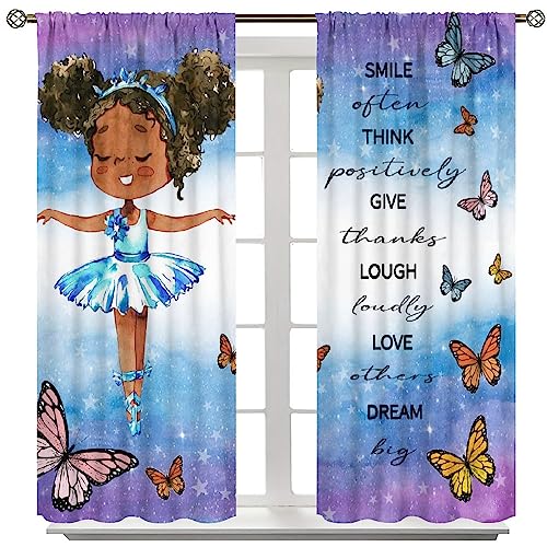 , Black Girl Magic Thermal Insulation Blackout Window Treatments for Bedroom Living Room 42x45 Inch