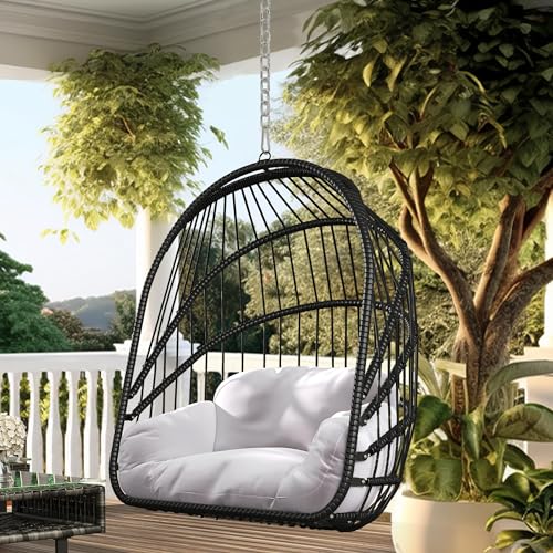 Wicker Hammock Chair Foldable Hanging Basket Chair With or Without Stand for Outdoor, Indoor, Patio,