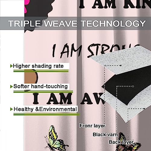 , Black Girl Magic Thermal Insulation Blackout Window Treatments for Bedroom Living Room 42x45 Inch
