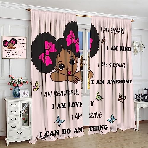 , Black Girl Magic Thermal Insulation Blackout Window Treatments for Bedroom Living Room 42x45 Inch