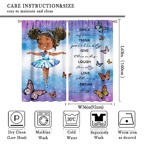 , Black Girl Magic Thermal Insulation Blackout Window Treatments for Bedroom Living Room 42x45 Inch