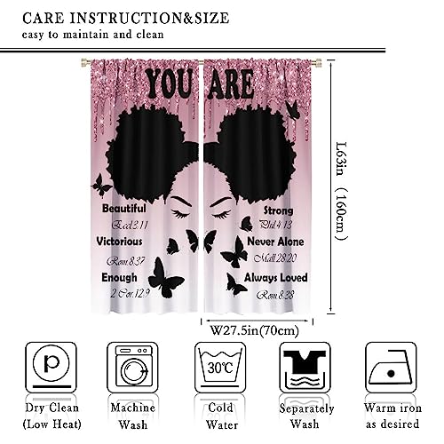 , Black Girl Magic Thermal Insulation Blackout Window Treatments for Bedroom Living Room 42x45 Inch