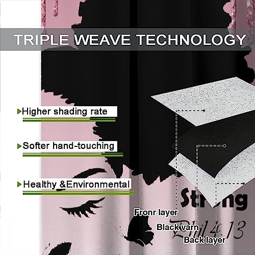, Black Girl Magic Thermal Insulation Blackout Window Treatments for Bedroom Living Room 42x45 Inch