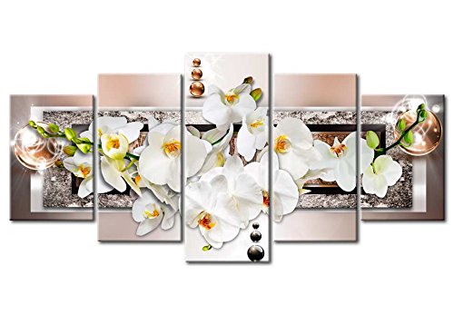 Wall Art Flowers Orchid 5pcs Home Decor Framed Stretched Picture Photo Painting Artwork for Living Room Floral Nature Botanical