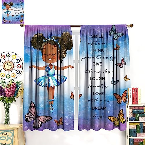 , Black Girl Magic Thermal Insulation Blackout Window Treatments for Bedroom Living Room 42x45 Inch