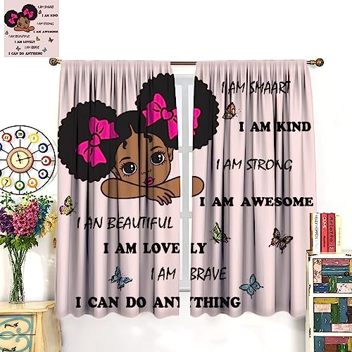 , Black Girl Magic Thermal Insulation Blackout Window Treatments for Bedroom Living Room 42x45 Inch