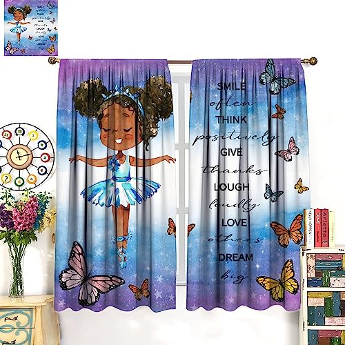 , Black Girl Magic Thermal Insulation Blackout Window Treatments for Bedroom Living Room 42x45 Inch