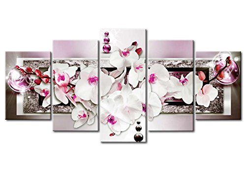 Wall Art Flowers Orchid 5pcs Home Decor Framed Stretched Picture Photo Painting Artwork for Living Room Floral Nature Botanical