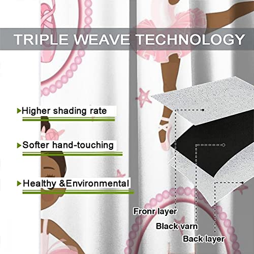 , Black Girl Magic Thermal Insulation Blackout Window Treatments for Bedroom Living Room 42x45 Inch