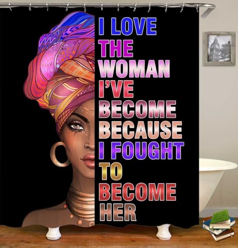 4PCS Sexy Black Girl Magic Shower Curtain Set,