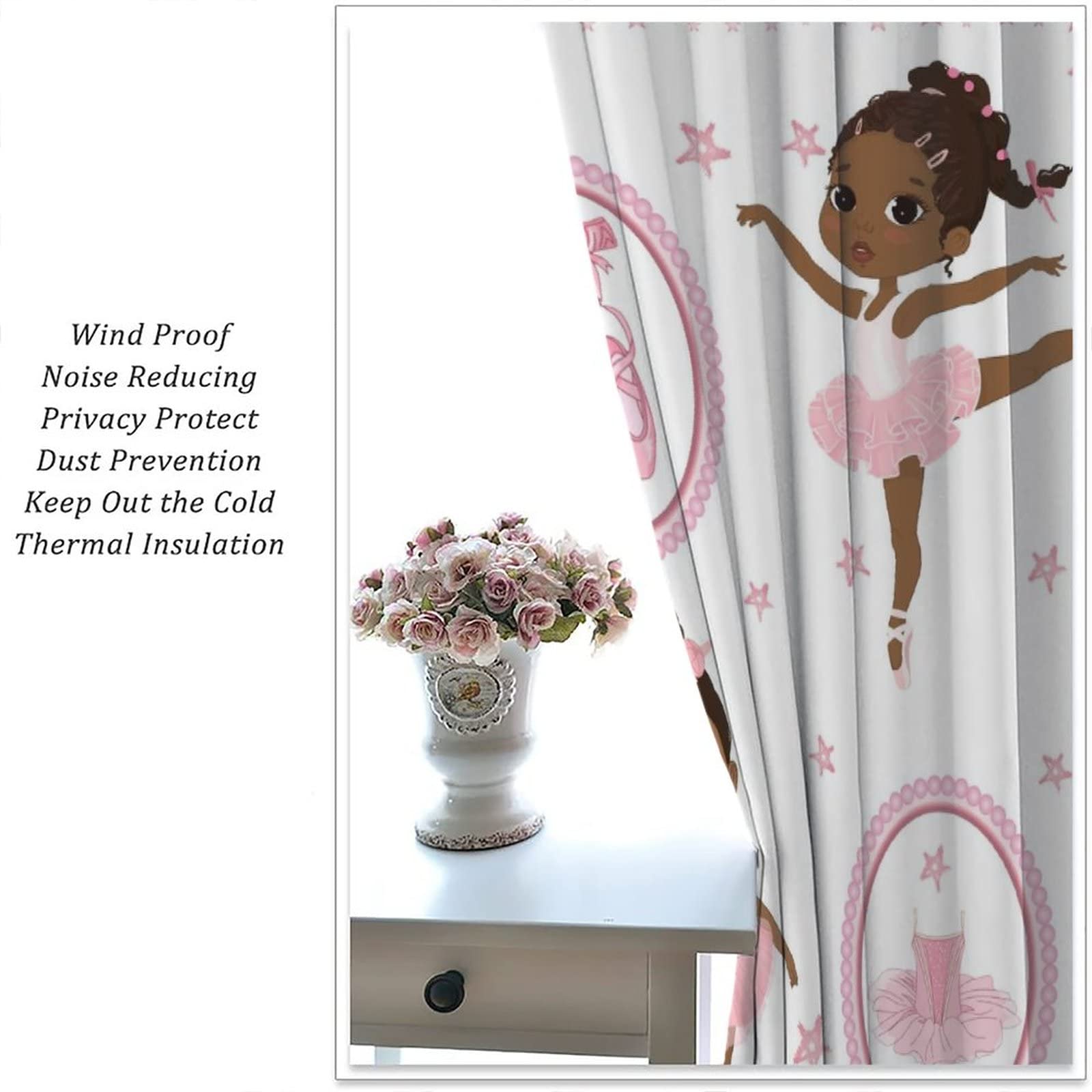 , Black Girl Magic Thermal Insulation Blackout Window Treatments for Bedroom Living Room 42x45 Inch
