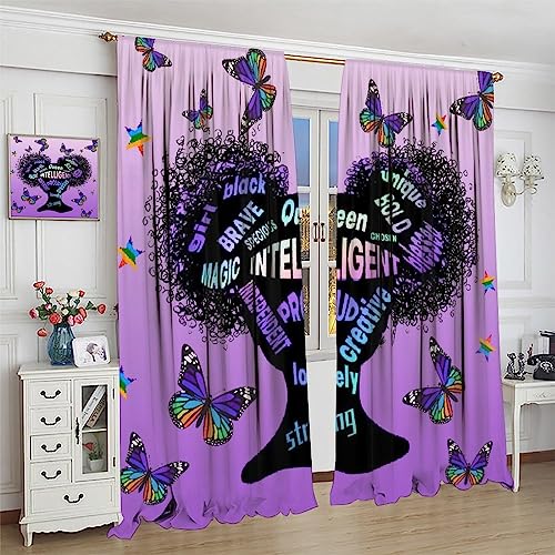 , Black Girl Magic Thermal Insulation Blackout Window Treatments for Bedroom Living Room 42x45 Inch