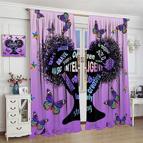 , Black Girl Magic Thermal Insulation Blackout Window Treatments for Bedroom Living Room 42x45 Inch