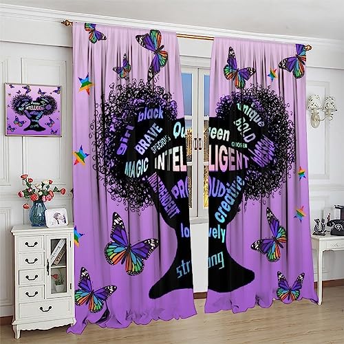 , Black Girl Magic Thermal Insulation Blackout Window Treatments for Bedroom Living Room 42x45 Inch