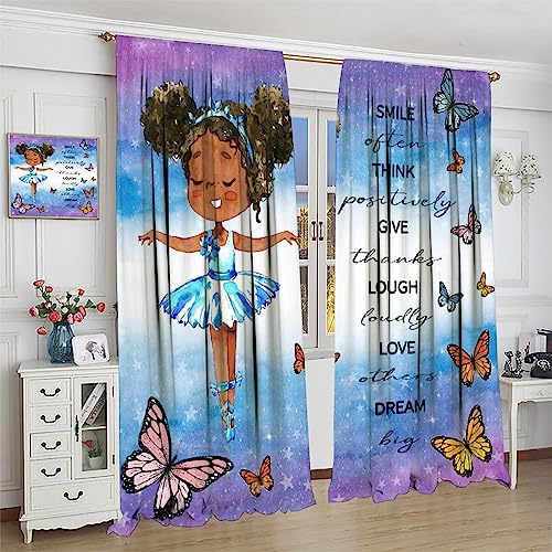 , Black Girl Magic Thermal Insulation Blackout Window Treatments for Bedroom Living Room 42x45 Inch