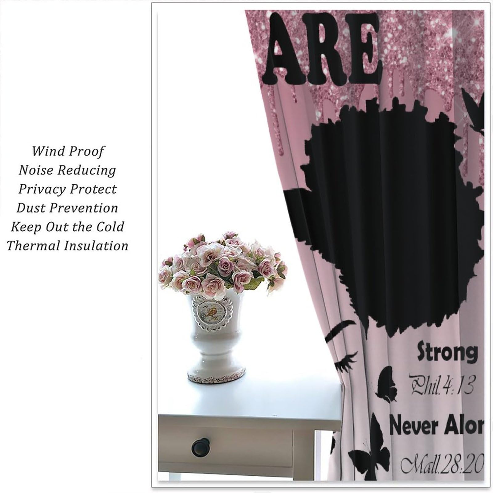 , Black Girl Magic Thermal Insulation Blackout Window Treatments for Bedroom Living Room 42x45 Inch