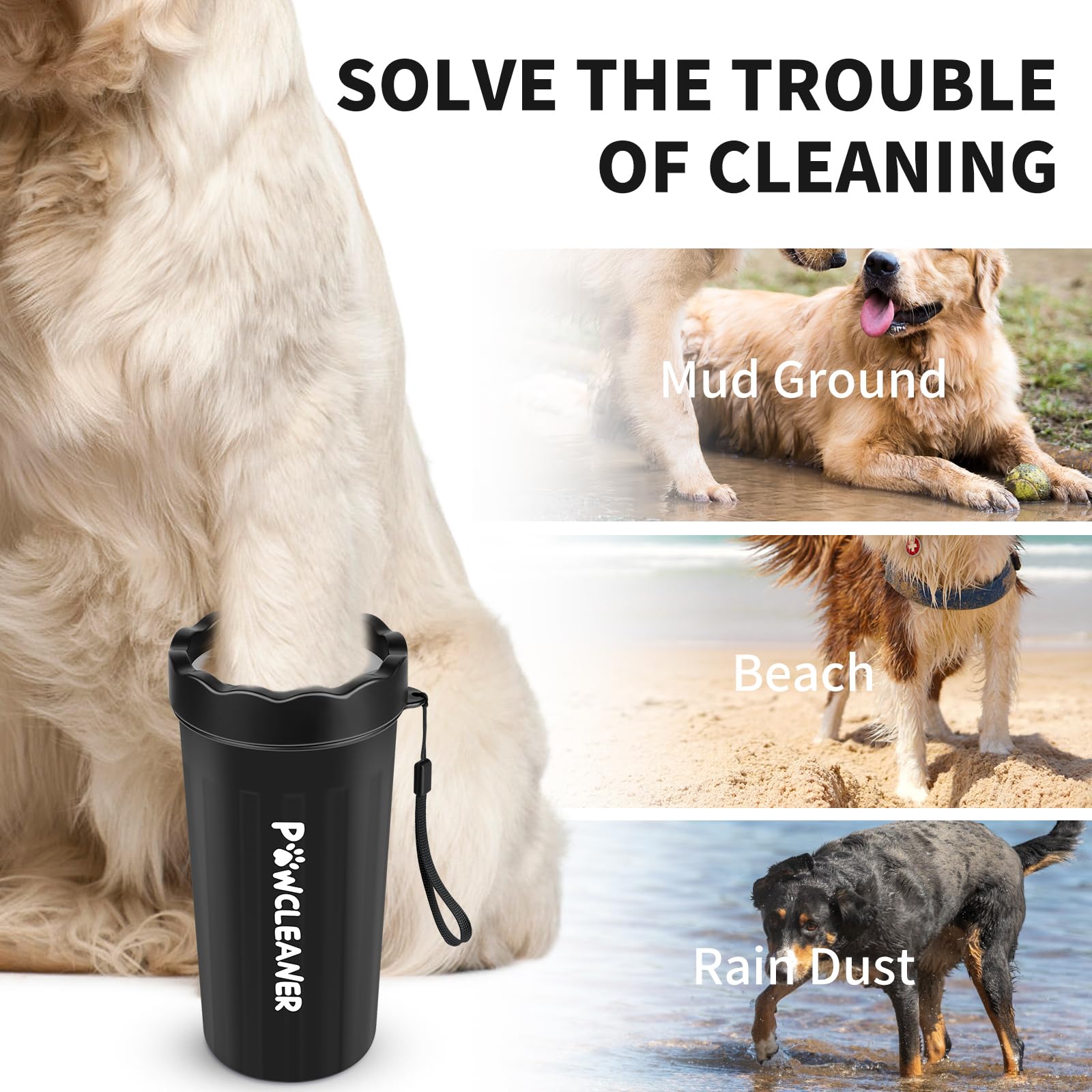 Dog Paw Cleaner, Washer, Buddy Muddy Pet Foot Cleaner for Small Medium Large Breed Dogs/Cats (with 3 absorbent towel)
