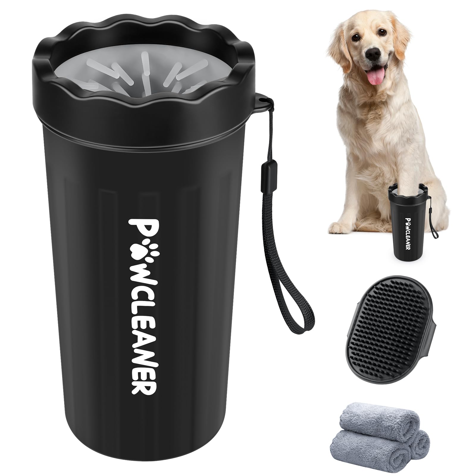 Dog Paw Cleaner, Washer, Buddy Muddy Pet Foot Cleaner for Small Medium Large Breed Dogs/Cats (with 3 absorbent towel)