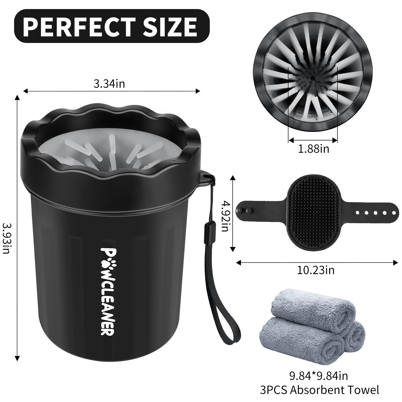 Dog Paw Cleaner, Washer, Buddy Muddy Pet Foot Cleaner for Small Medium Large Breed Dogs/Cats (with 3 absorbent towel)