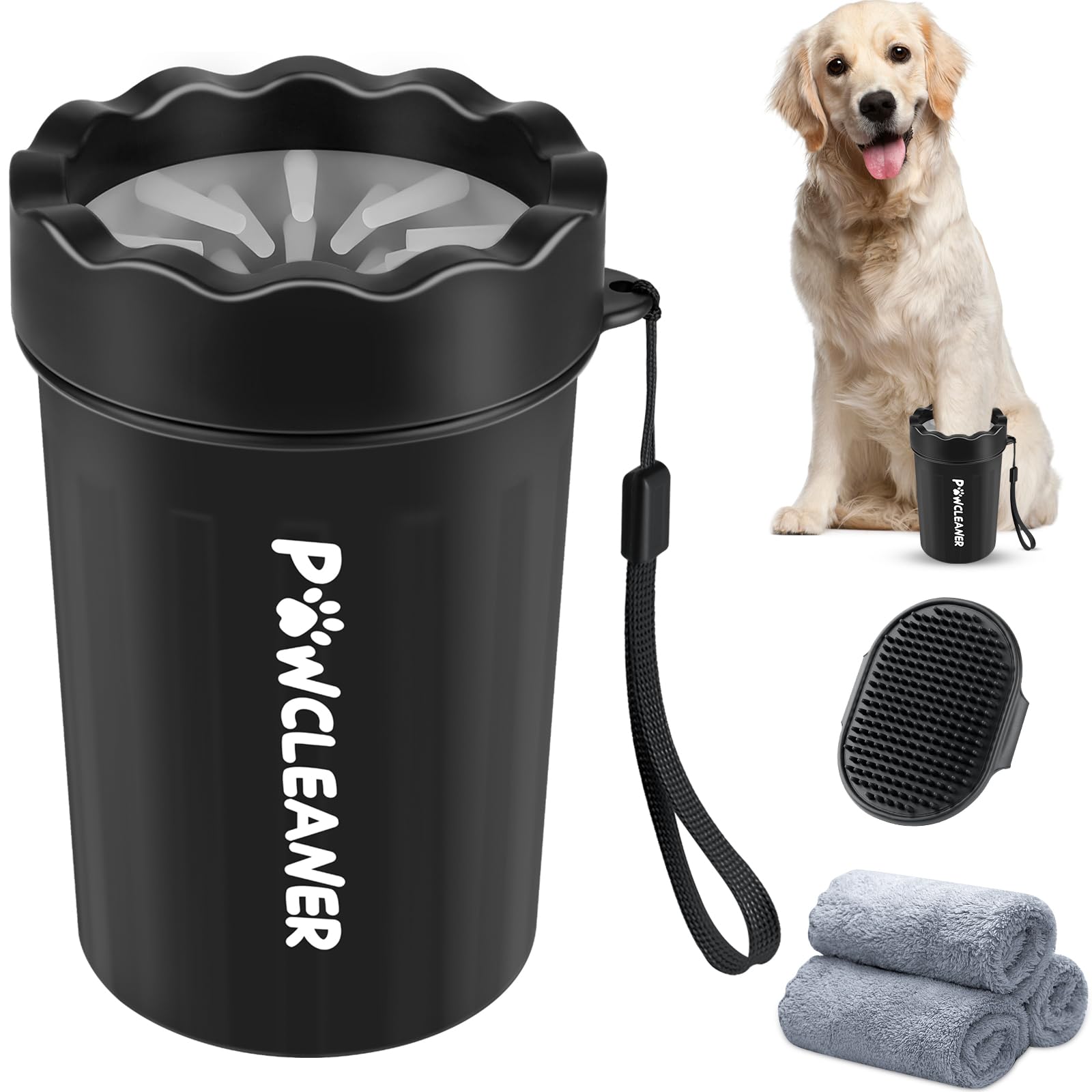 Dog Paw Cleaner, Washer, Buddy Muddy Pet Foot Cleaner for Small Medium Large Breed Dogs/Cats (with 3 absorbent towel)