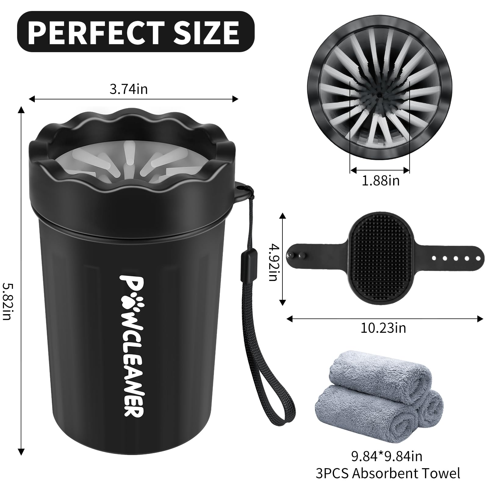 Dog Paw Cleaner, Washer, Buddy Muddy Pet Foot Cleaner for Small Medium Large Breed Dogs/Cats (with 3 absorbent towel)