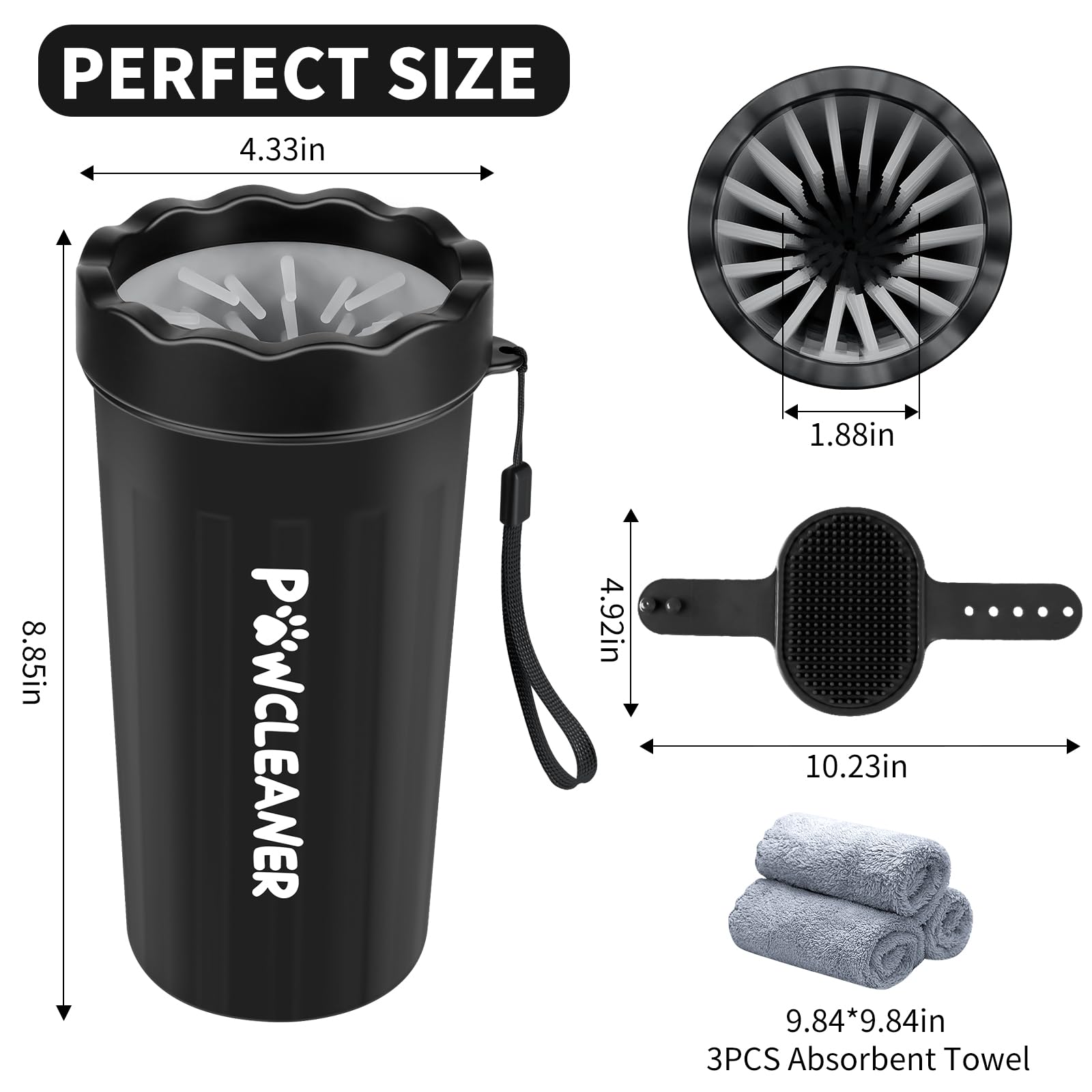 Dog Paw Cleaner, Washer, Buddy Muddy Pet Foot Cleaner for Small Medium Large Breed Dogs/Cats (with 3 absorbent towel)