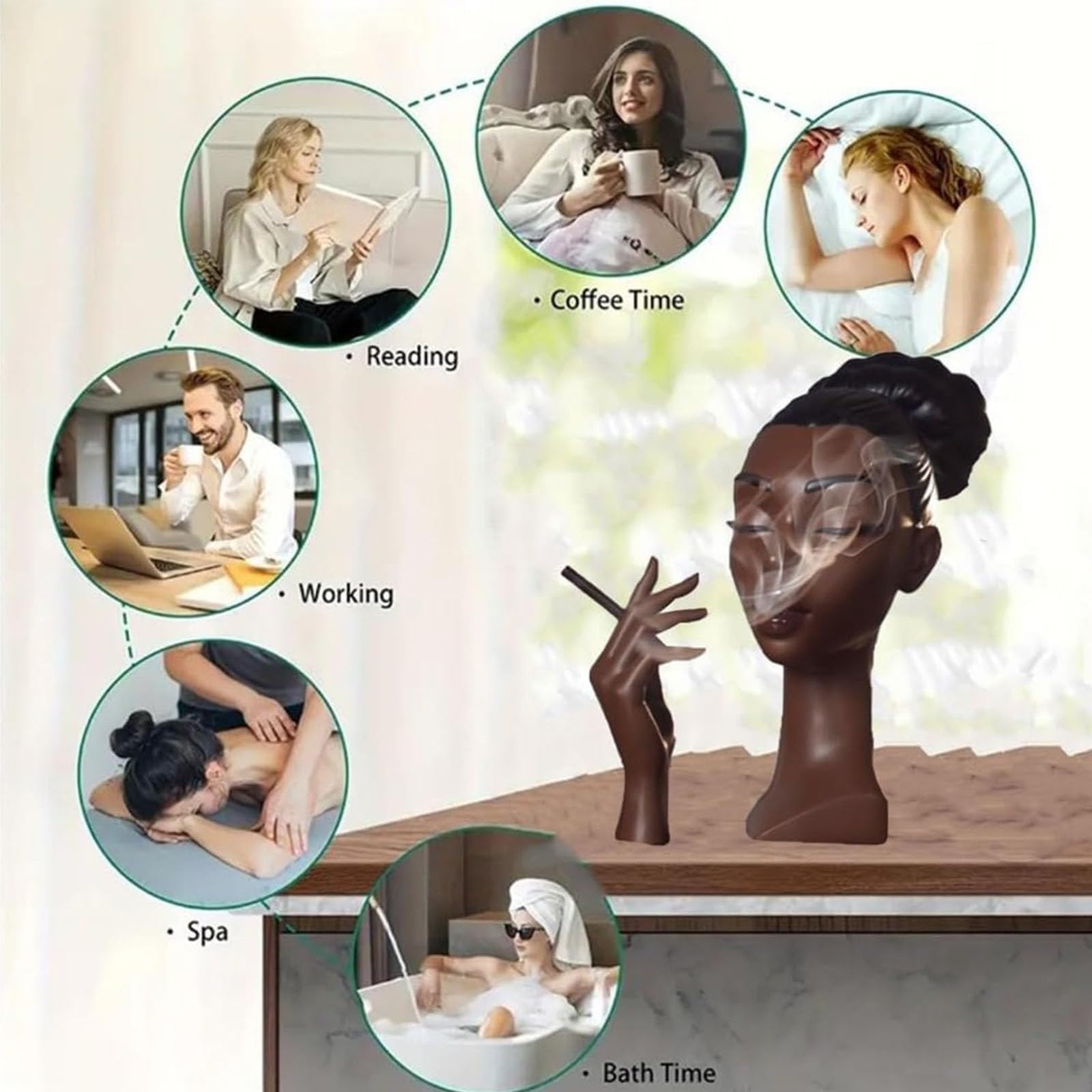 Headscents-, Head Scents Burner Back Flow Incense Cones Holder Home Decoration Aromatherapy Fountain (4)
