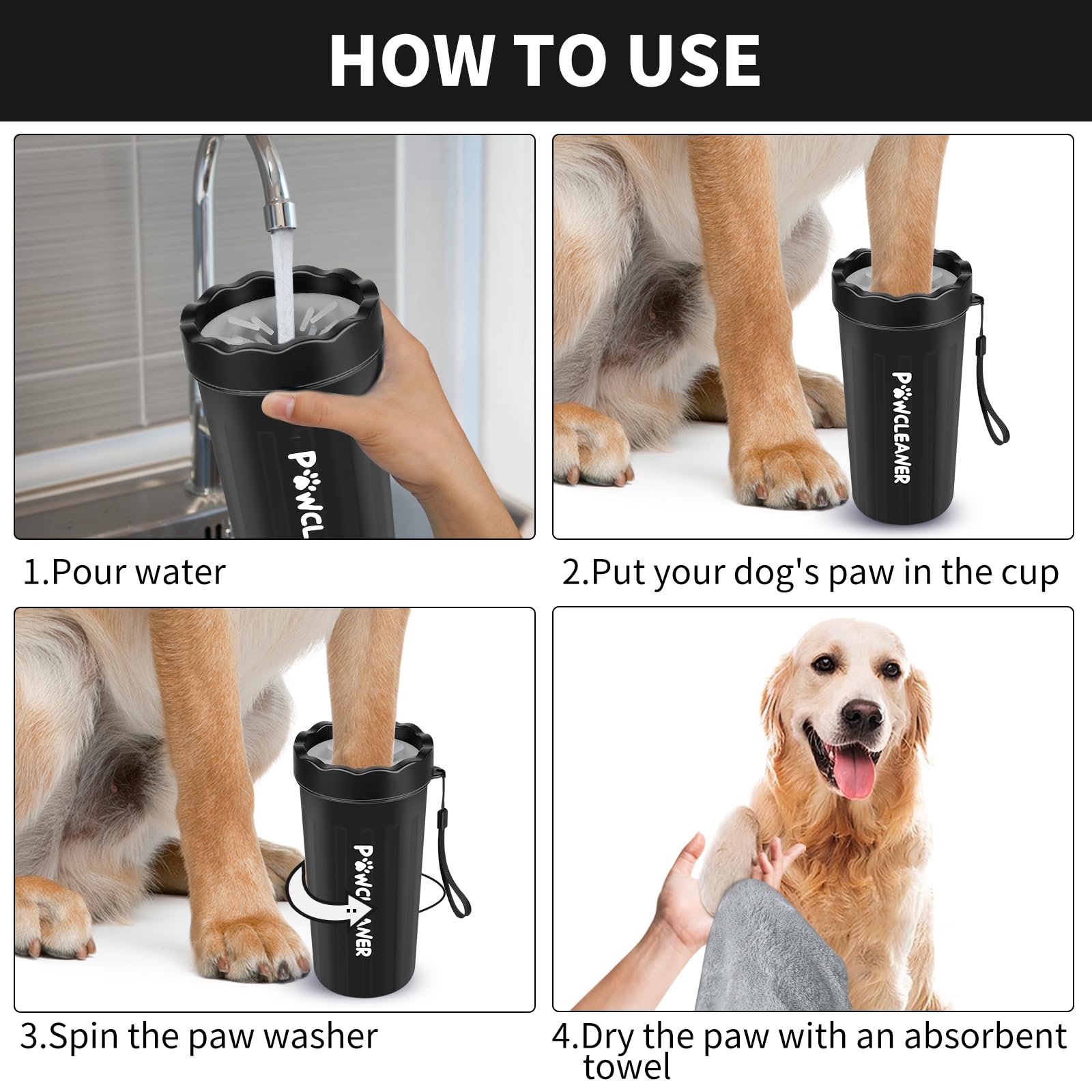 Dog Paw Cleaner, Washer, Buddy Muddy Pet Foot Cleaner for Small Medium Large Breed Dogs/Cats (with 3 absorbent towel)