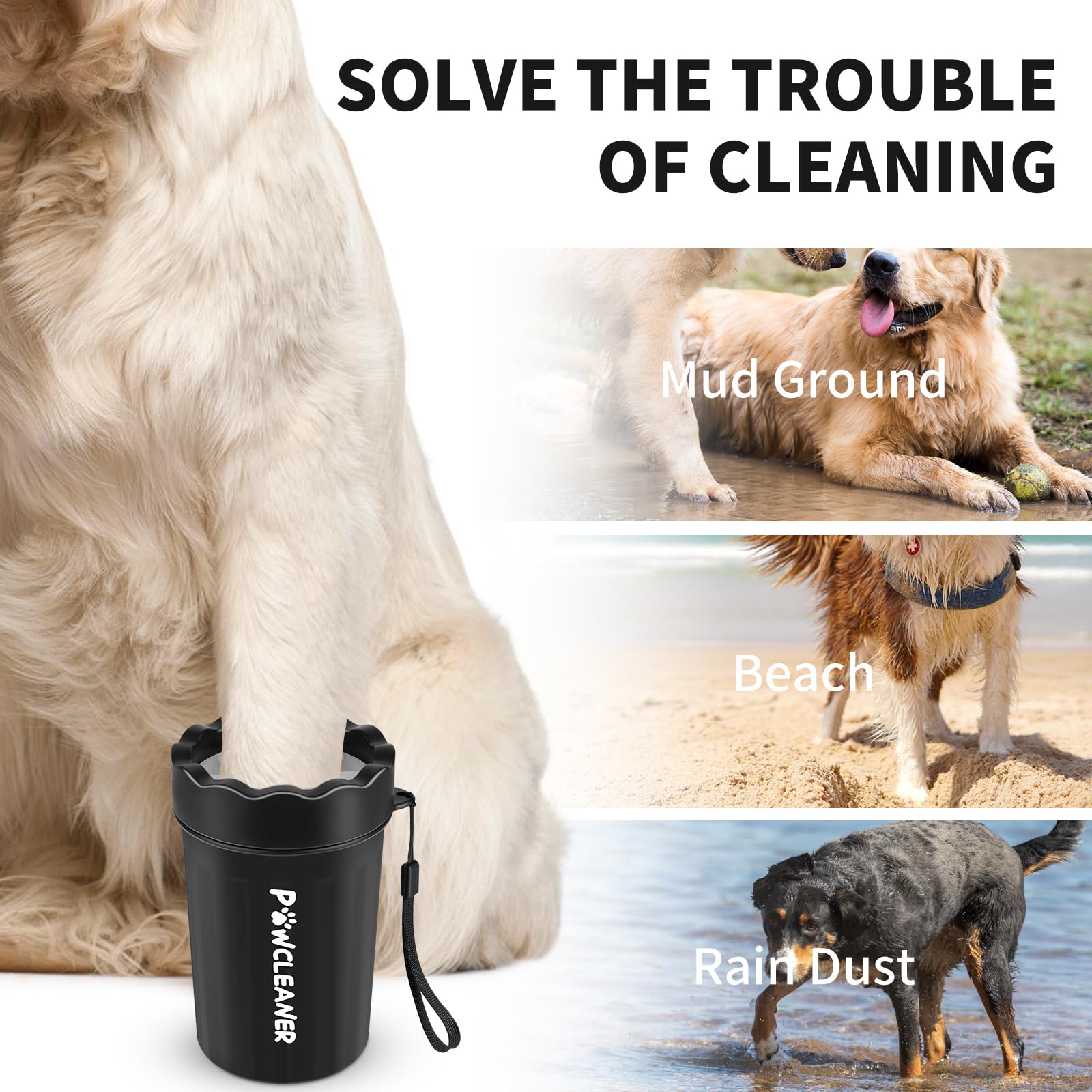 Dog Paw Cleaner, Washer, Buddy Muddy Pet Foot Cleaner for Small Medium Large Breed Dogs/Cats (with 3 absorbent towel)