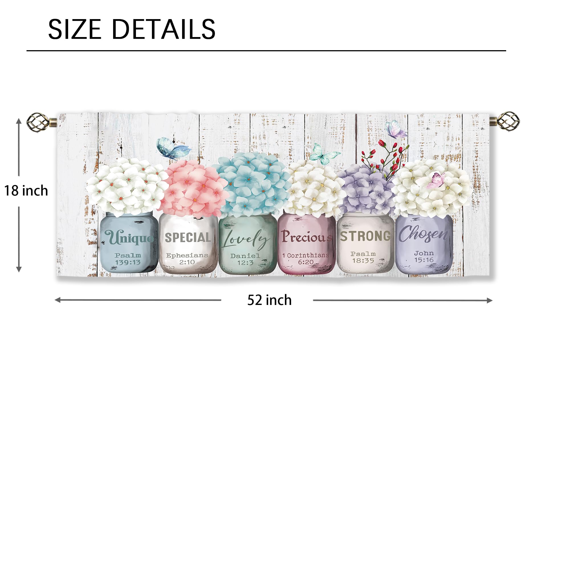 Floral Kitchen Curtains Daisy Rustic Vintage Flower Inspirational Small Short Cafe Window Curtains
