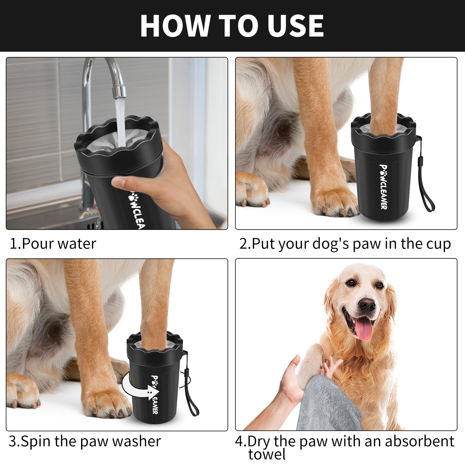 Dog Paw Cleaner, Washer, Buddy Muddy Pet Foot Cleaner for Small Medium Large Breed Dogs/Cats (with 3 absorbent towel)