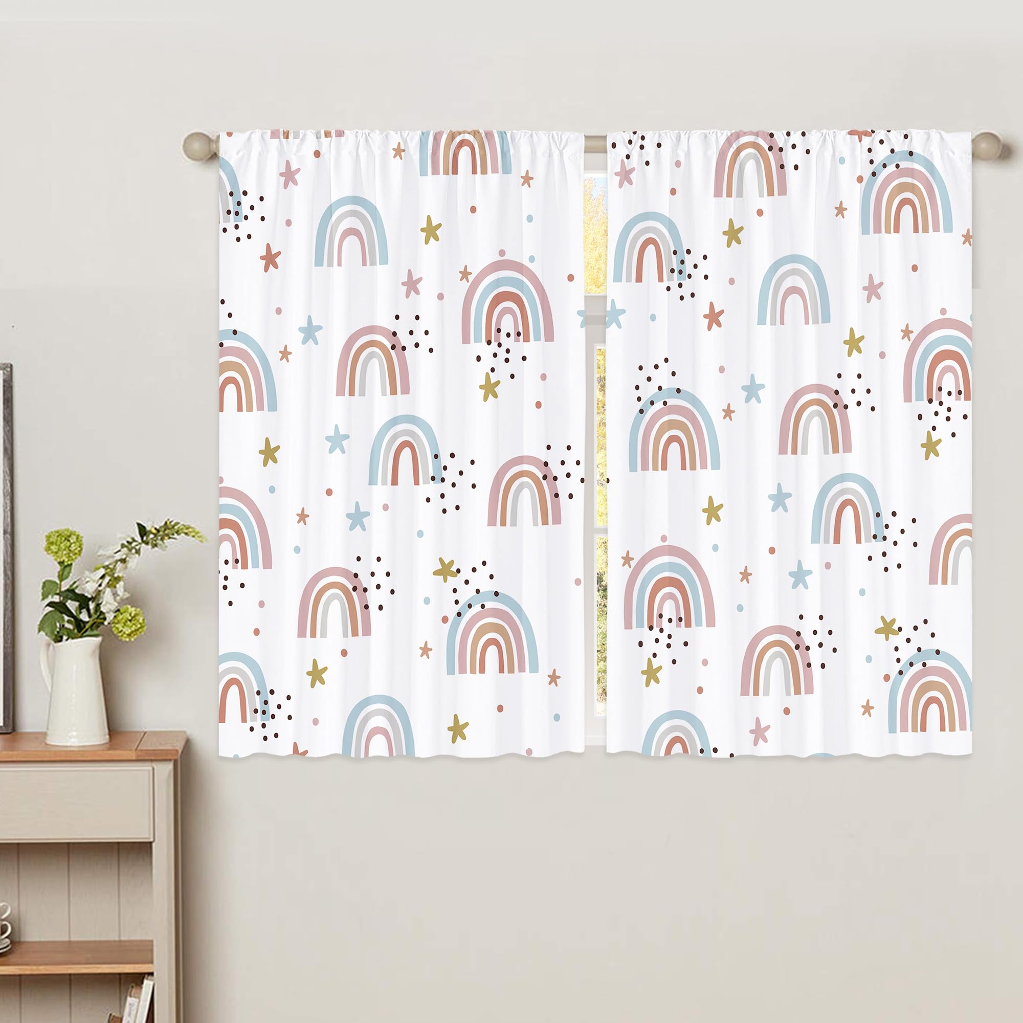 Floral Kitchen Curtains Daisy Rustic Vintage Flower Inspirational Small Short Cafe Window Curtains