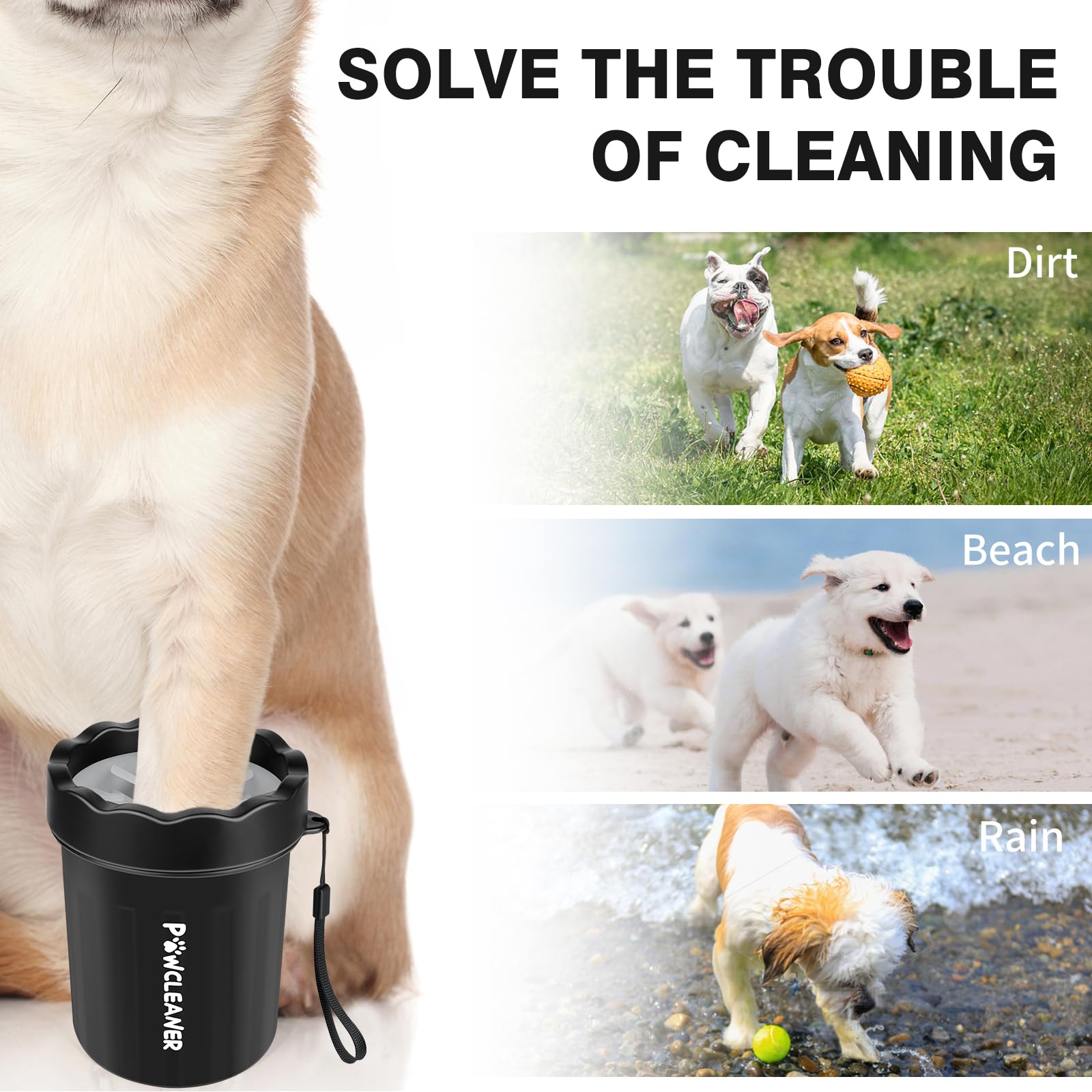 Dog Paw Cleaner, Washer, Buddy Muddy Pet Foot Cleaner for Small Medium Large Breed Dogs/Cats (with 3 absorbent towel)