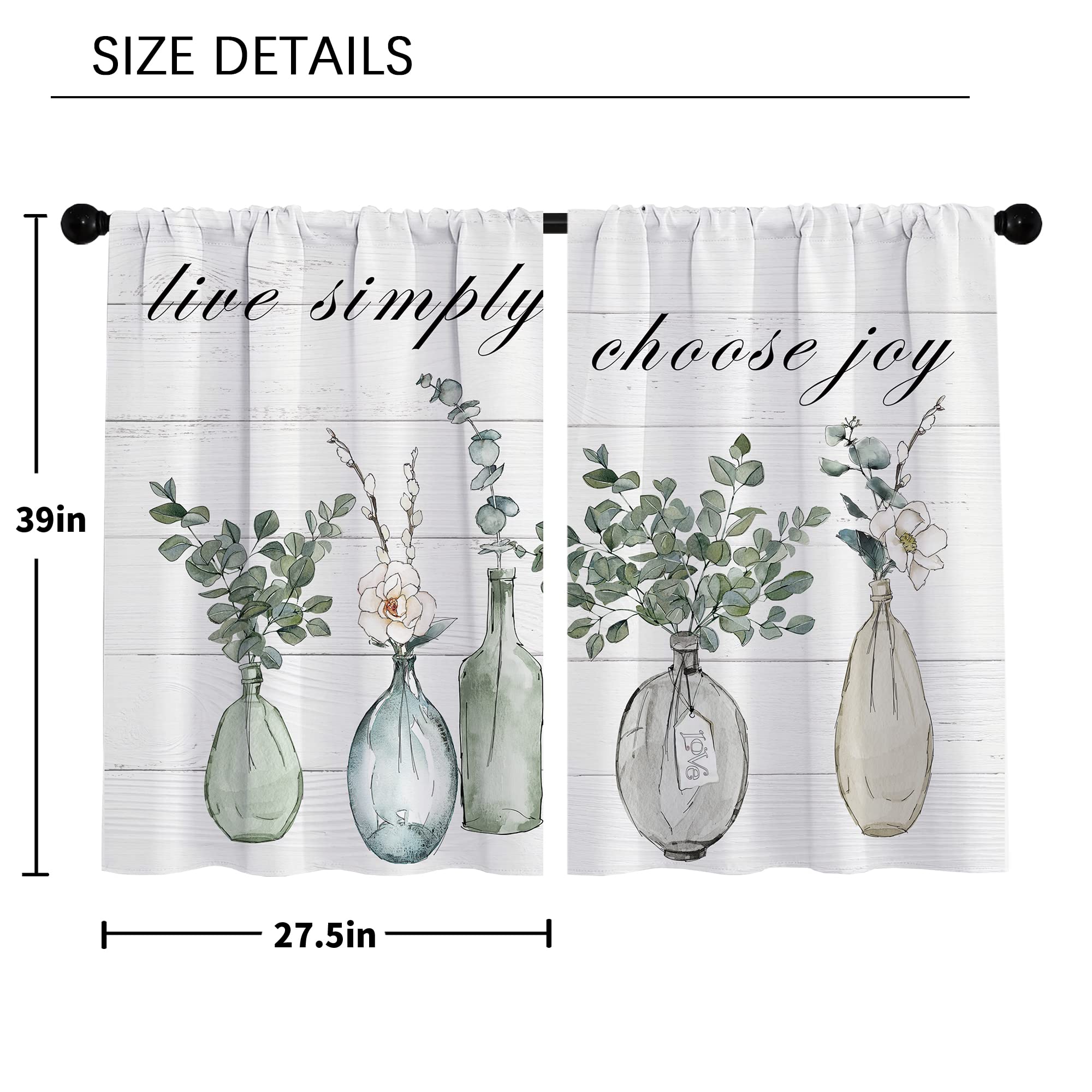 Floral Kitchen Curtains Daisy Rustic Vintage Flower Inspirational Small Short Cafe Window Curtains