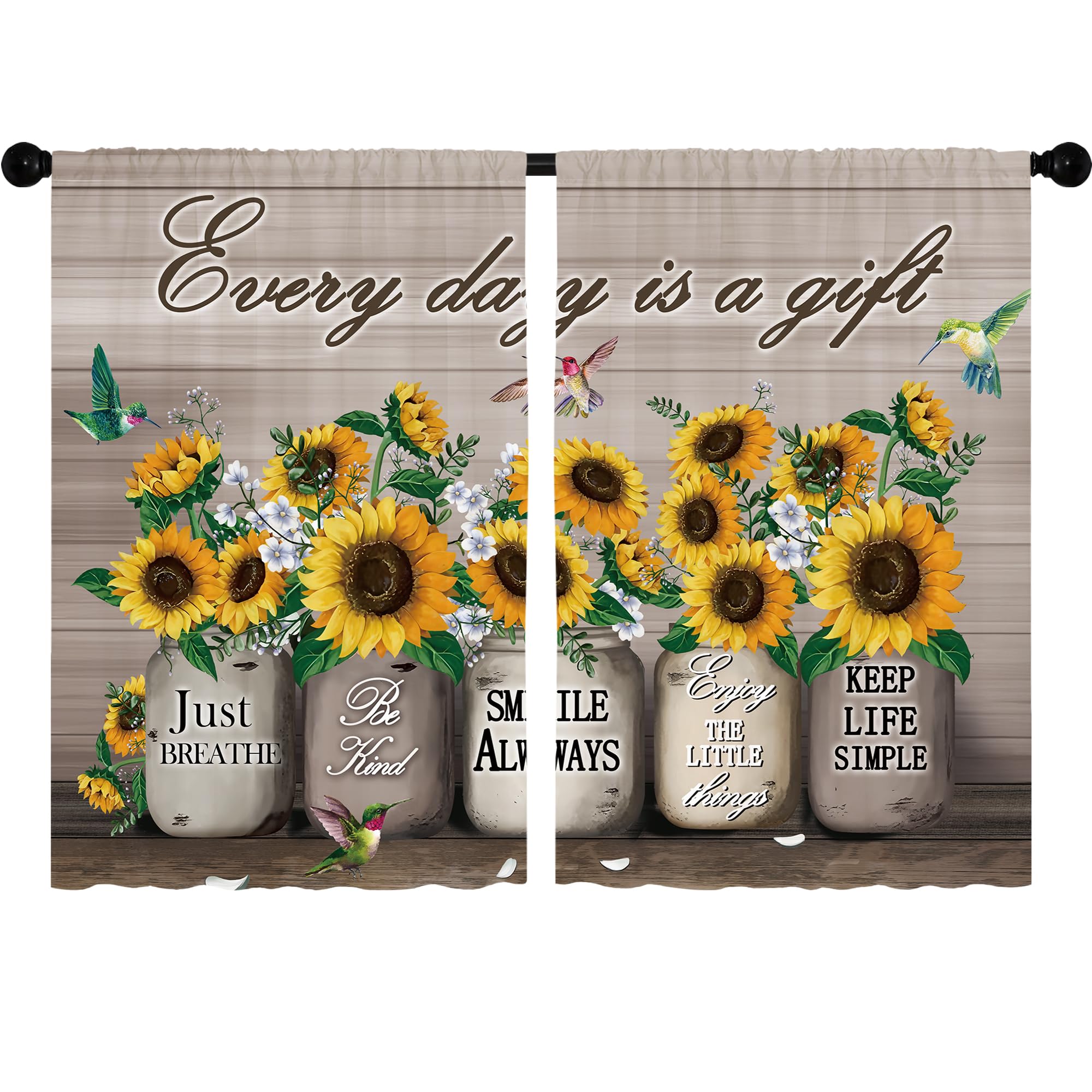 Floral Kitchen Curtains Daisy Rustic Vintage Flower Inspirational Small Short Cafe Window Curtains
