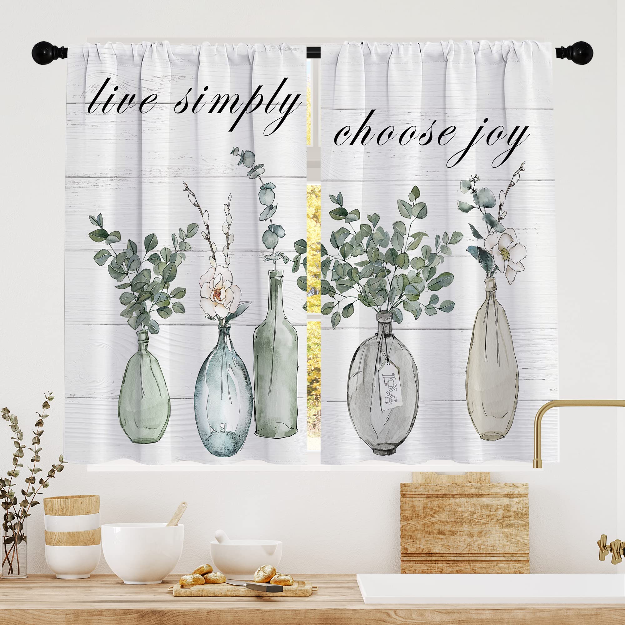 Floral Kitchen Curtains Daisy Rustic Vintage Flower Inspirational Small Short Cafe Window Curtains