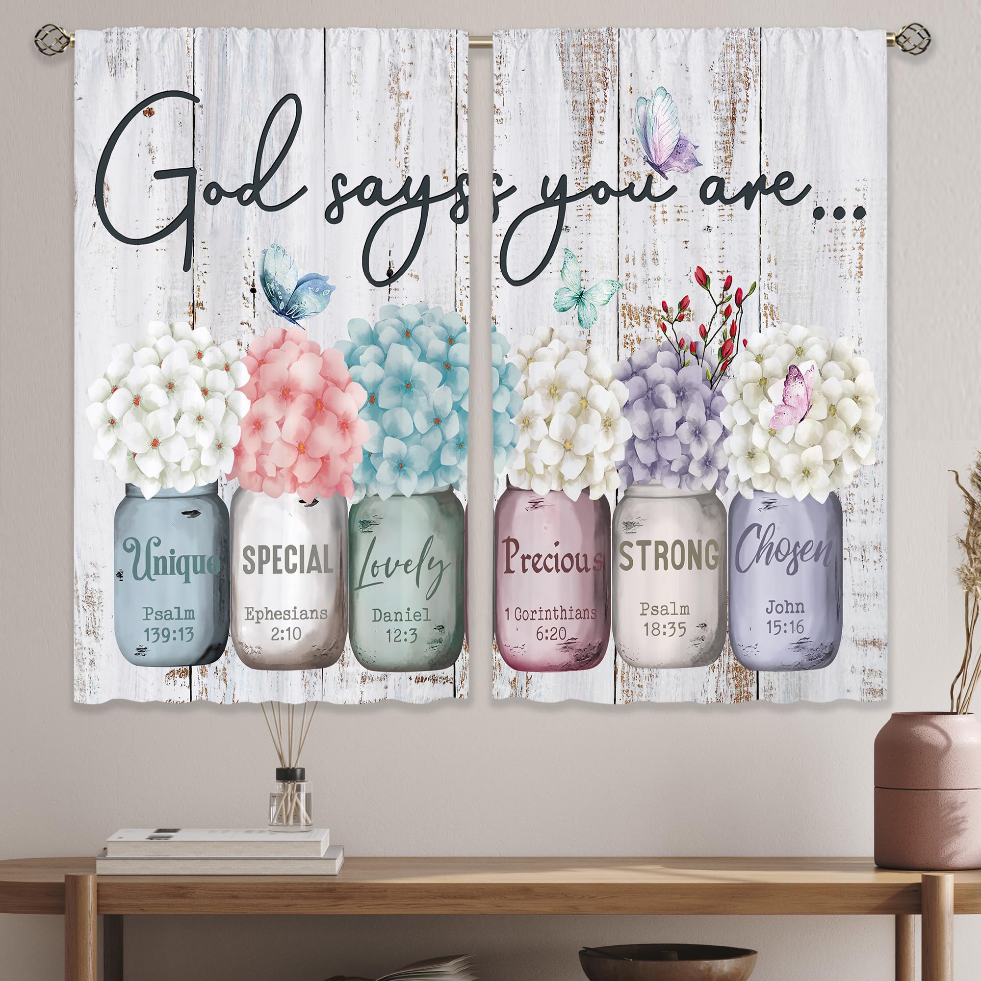 Floral Kitchen Curtains Daisy Rustic Vintage Flower Inspirational Small Short Cafe Window Curtains
