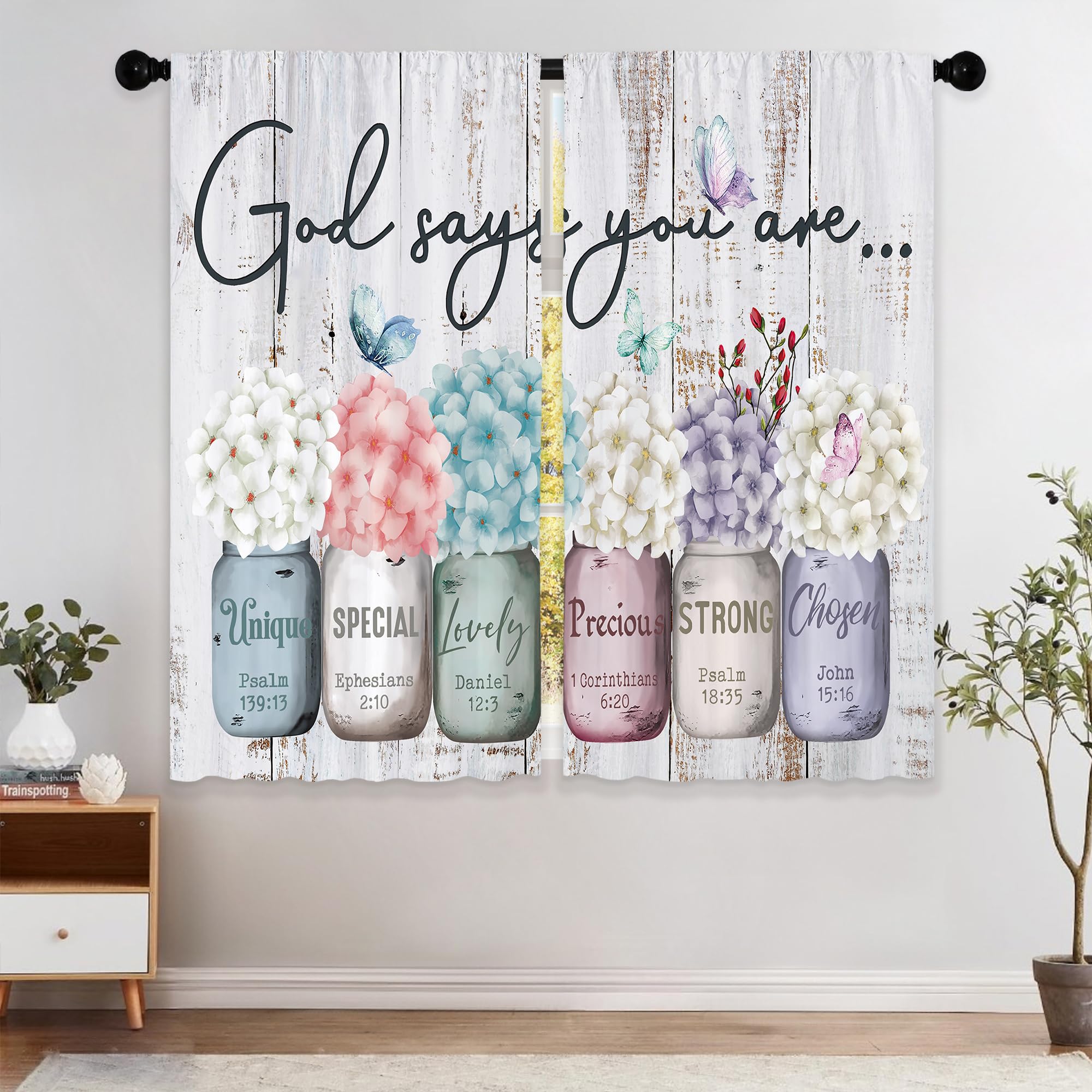 Floral Kitchen Curtains Daisy Rustic Vintage Flower Inspirational Small Short Cafe Window Curtains