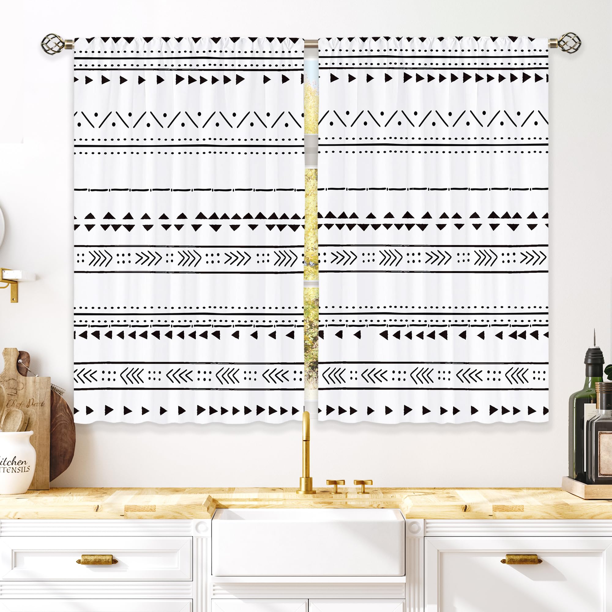 Floral Kitchen Curtains Daisy Rustic Vintage Flower Inspirational Small Short Cafe Window Curtains