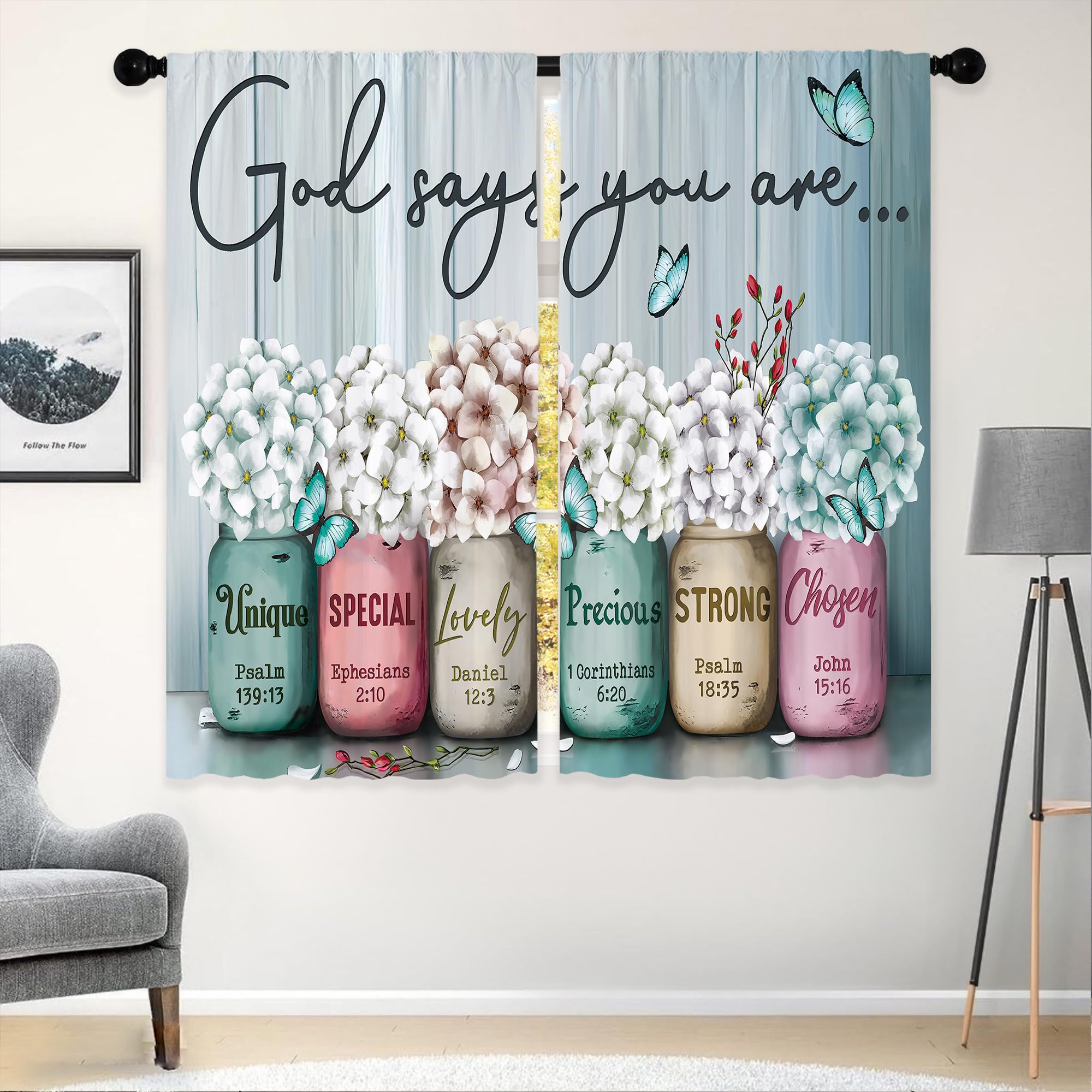 Floral Kitchen Curtains Daisy Rustic Vintage Flower Inspirational Small Short Cafe Window Curtains