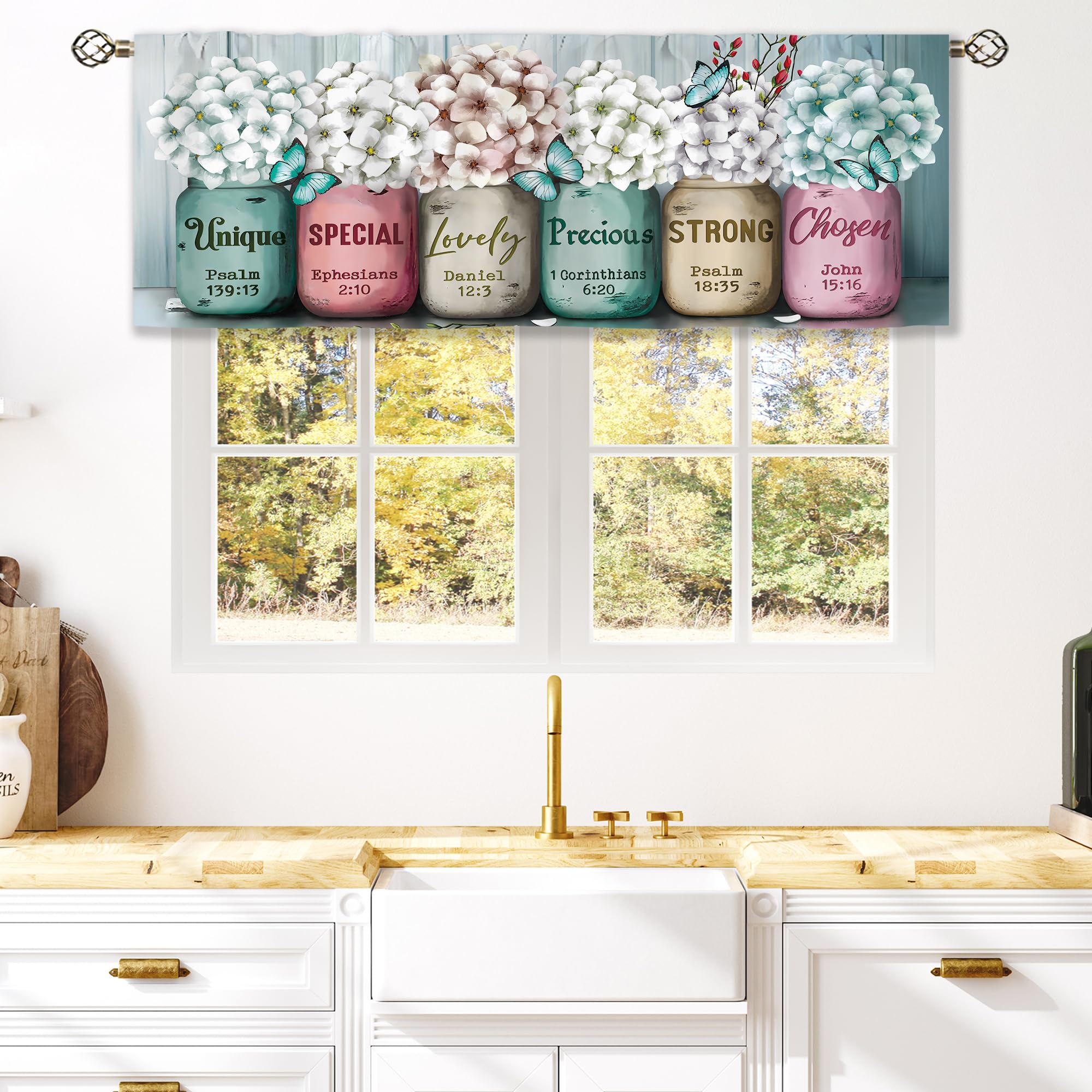 Floral Kitchen Curtains Daisy Rustic Vintage Flower Inspirational Small Short Cafe Window Curtains