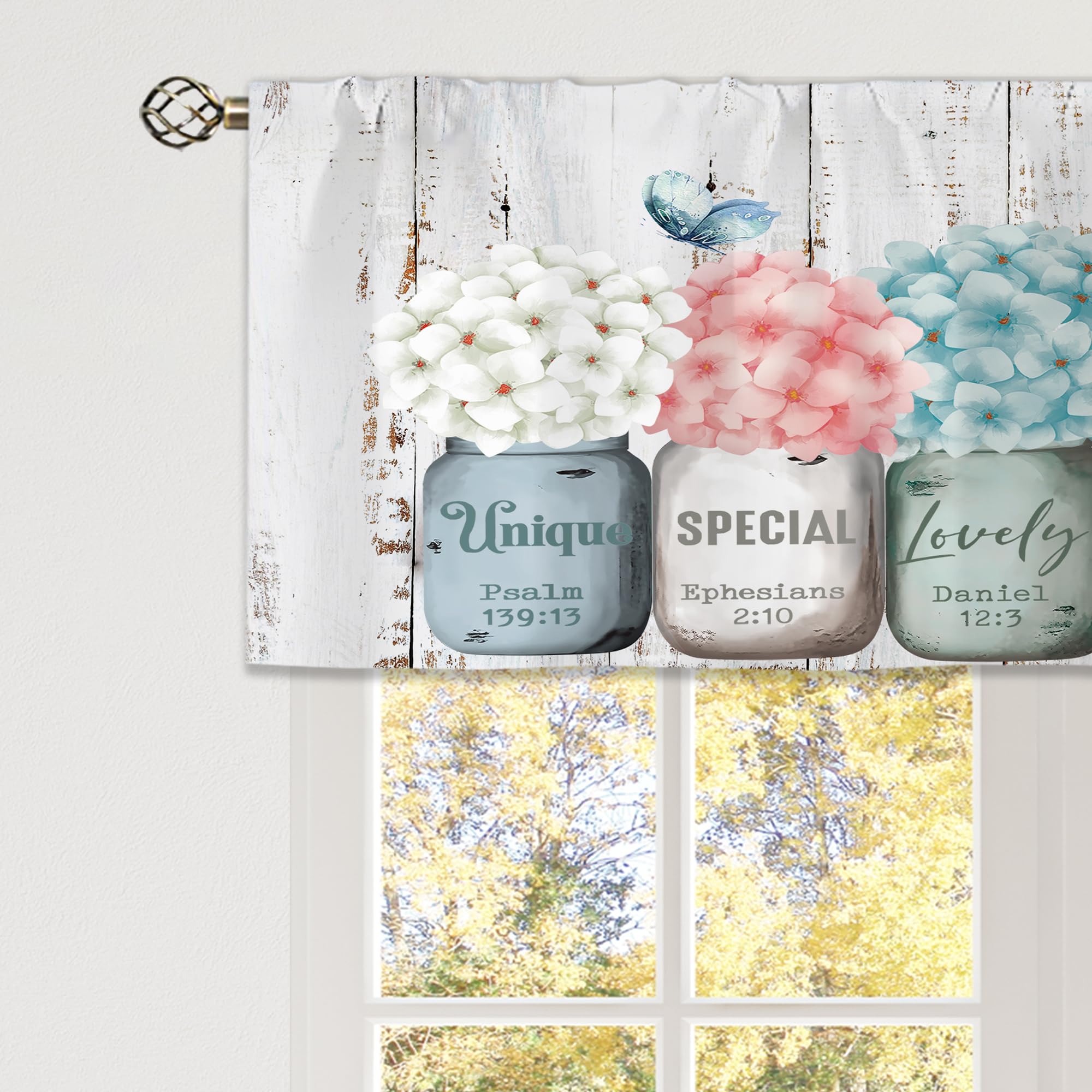 Floral Kitchen Curtains Daisy Rustic Vintage Flower Inspirational Small Short Cafe Window Curtains