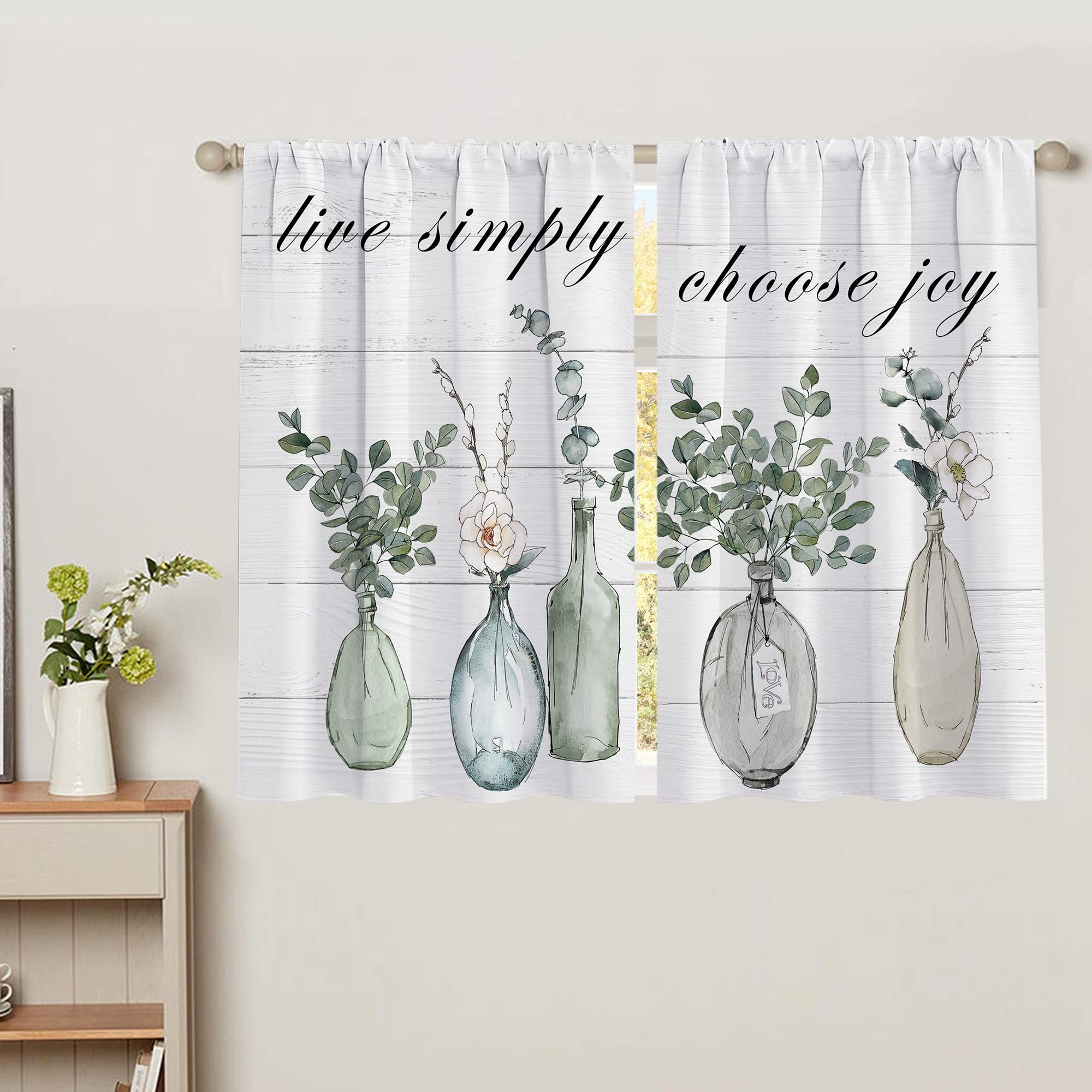 Floral Kitchen Curtains Daisy Rustic Vintage Flower Inspirational Small Short Cafe Window Curtains