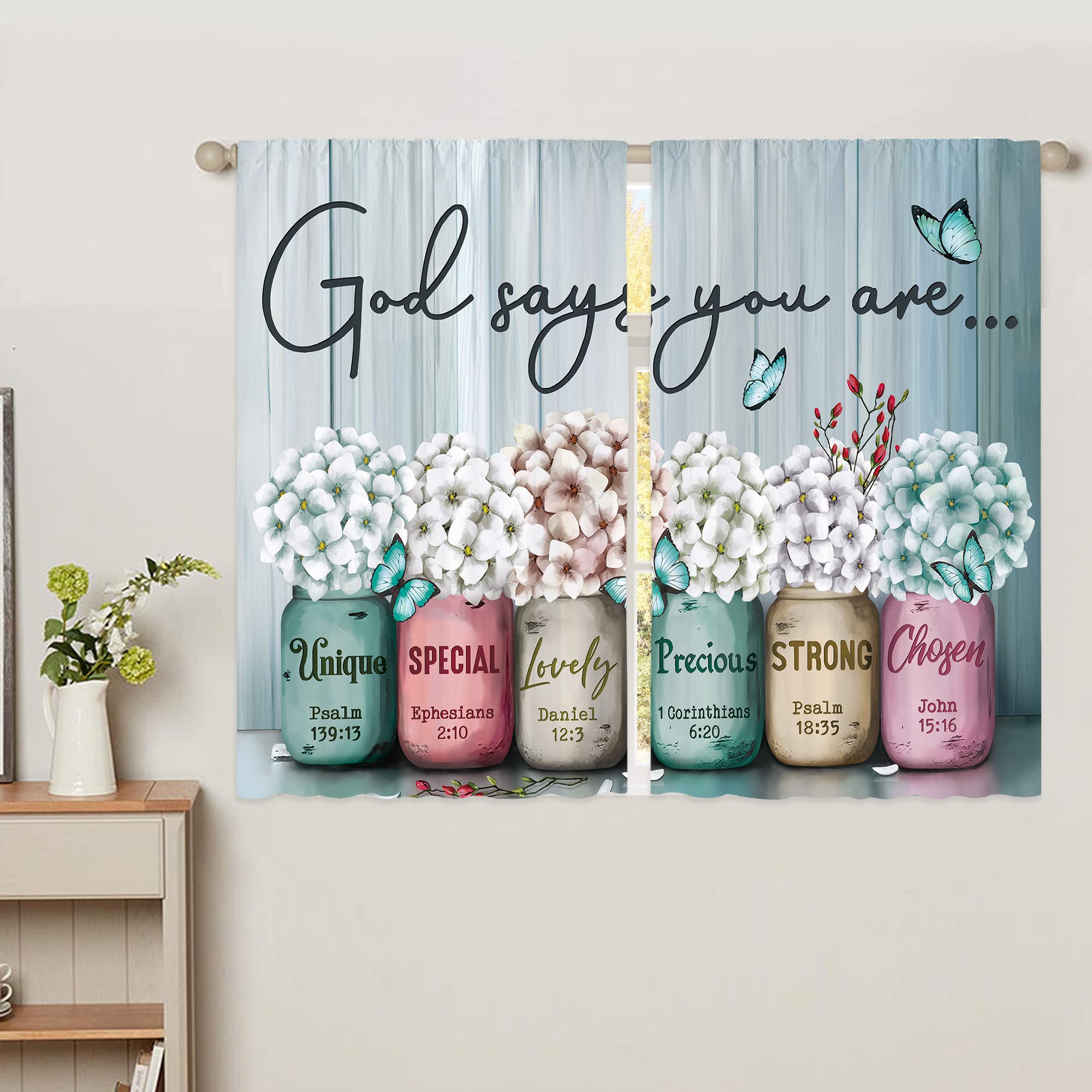Floral Kitchen Curtains Daisy Rustic Vintage Flower Inspirational Small Short Cafe Window Curtains