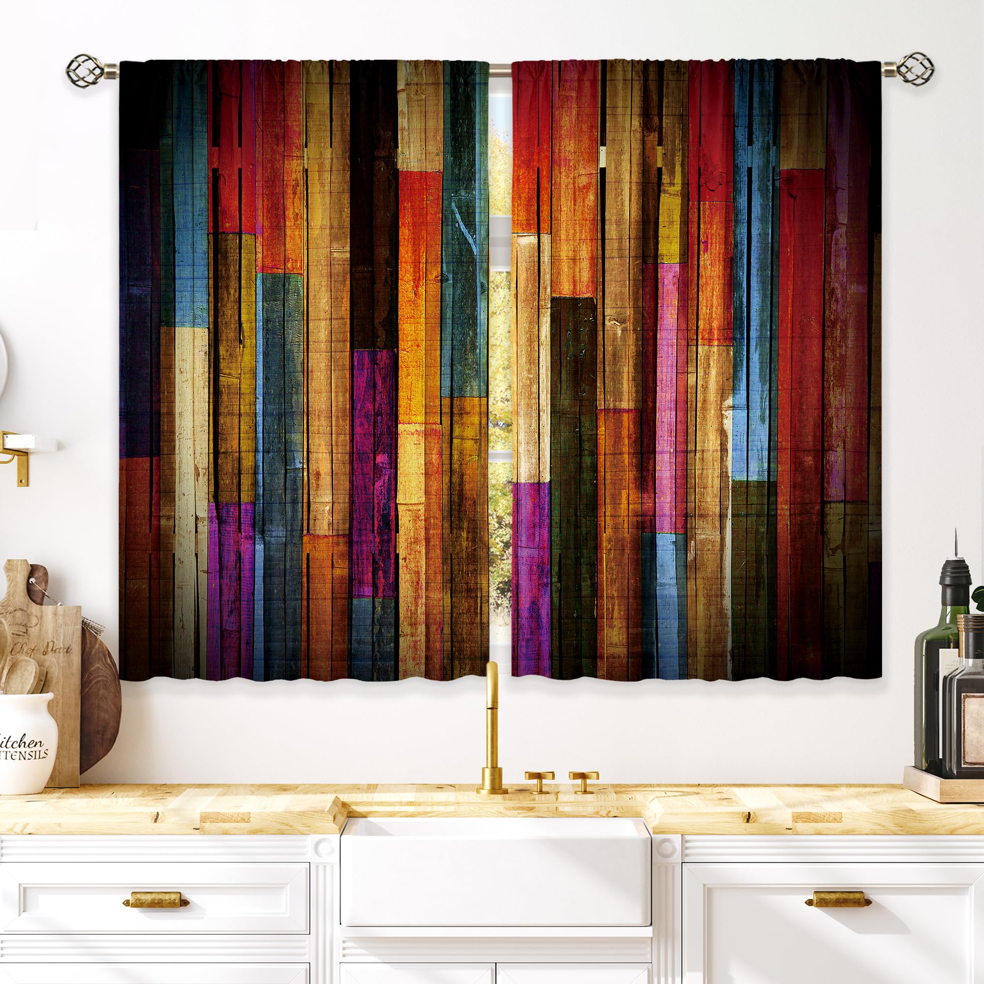 Floral Kitchen Curtains Daisy Rustic Vintage Flower Inspirational Small Short Cafe Window Curtains