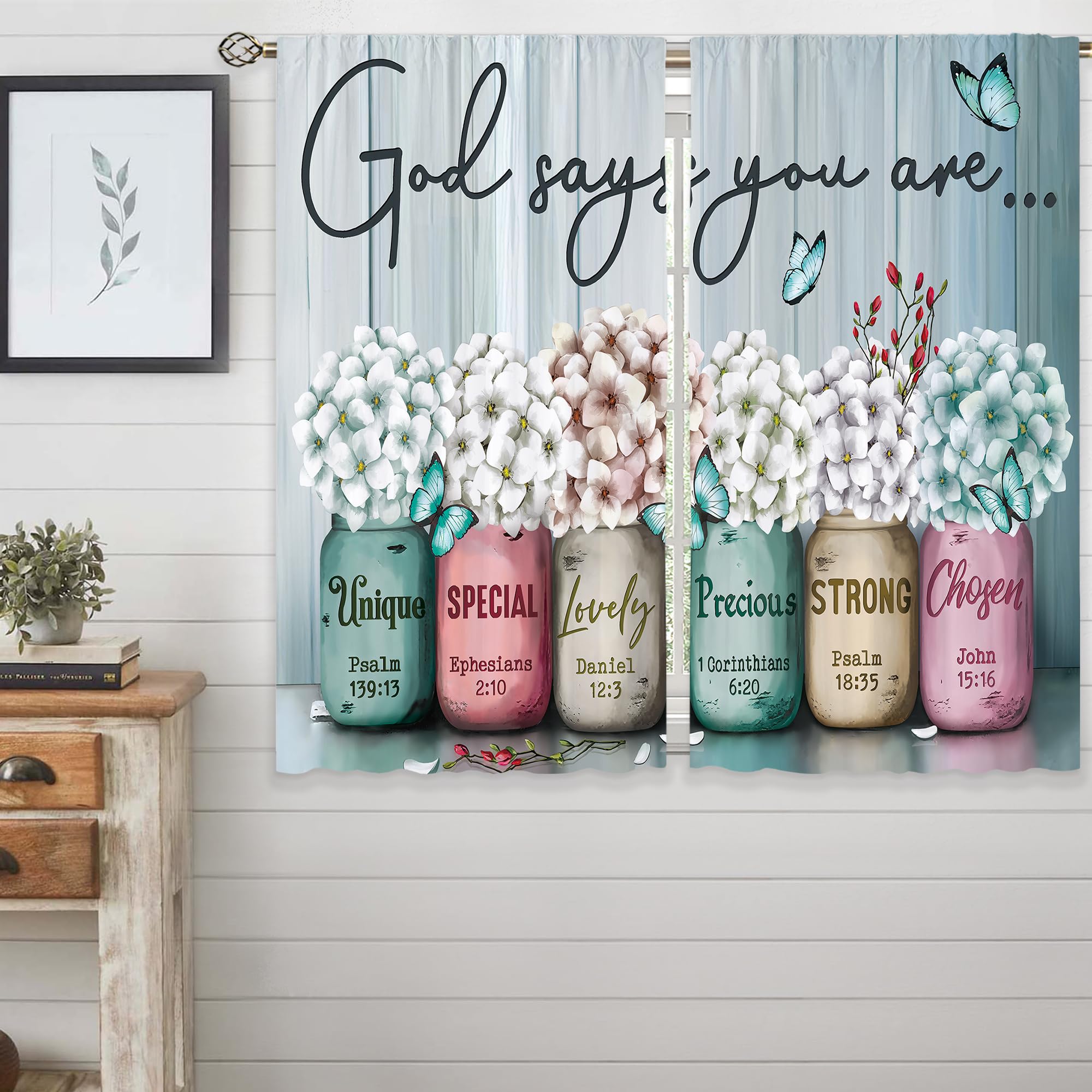 Floral Kitchen Curtains Daisy Rustic Vintage Flower Inspirational Small Short Cafe Window Curtains