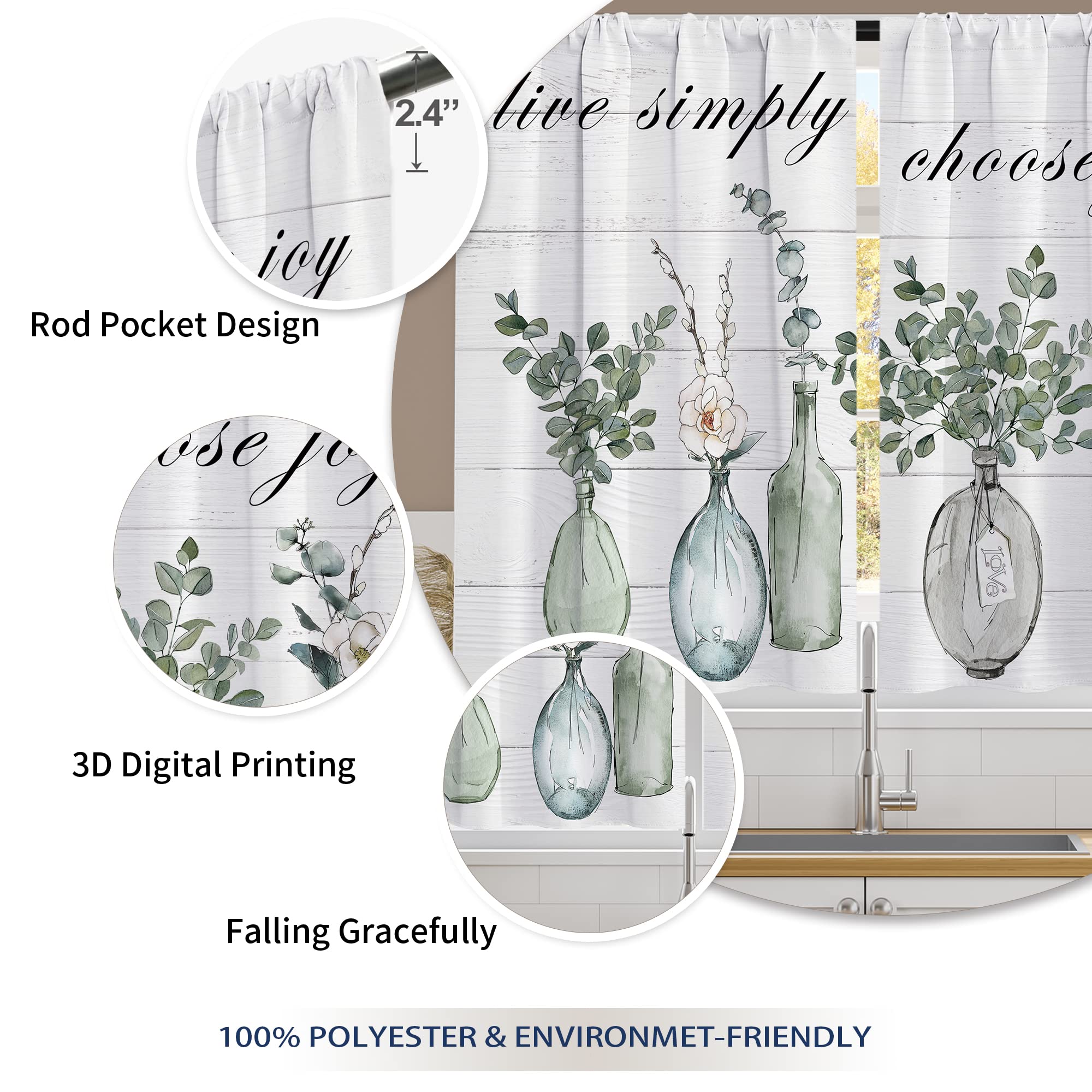 Floral Kitchen Curtains Daisy Rustic Vintage Flower Inspirational Small Short Cafe Window Curtains