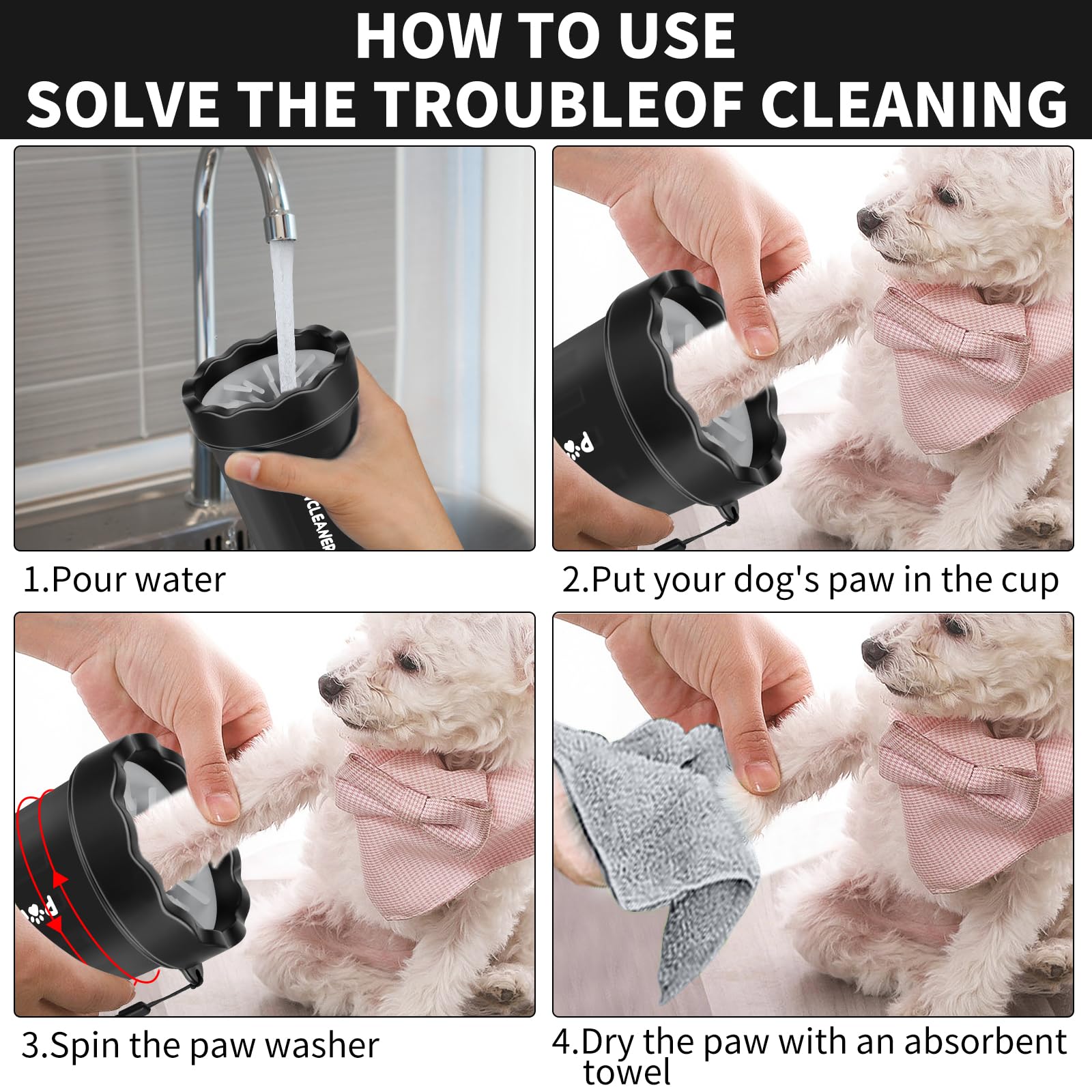 Dog Paw Cleaner, Washer, Buddy Muddy Pet Foot Cleaner for Small Medium Large Breed Dogs/Cats (with 3 absorbent towel)